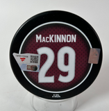 Nathan MacKinnon Autographed 2023-24 Hart Trophy Photo Puck LE-129 Fanatics COA
