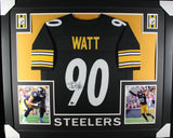 TJ Watt Autographed/Signed Pro Style Framed Black XL Jersey Beckett 36195