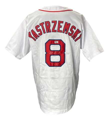 Carl Yastrzemski Signed Custom White Pro-Style Baseball Jersey TC 67 BAS
