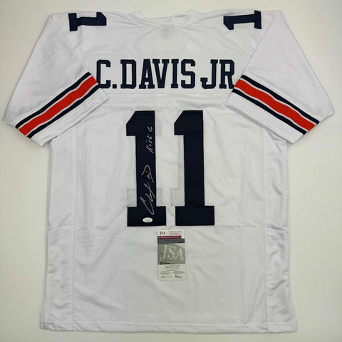 Autographed/Signed Chris Davis Jr. Auburn White College Football Jersey JSA COA