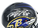 ROQUAN SMITH AUTOGRAPHED RAVENS BLACK SPEED MINI HELMET BECKETT WITNESS 230072