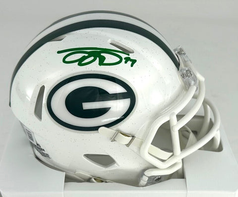 Packers JAYDEN REED Signed Riddell ALTERNATE WHITE Speed Mini Helmet AUTO - BAS