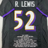 Autographed/Signed Ray Lewis Baltimore Black Stat Football Jersey Beckett COA