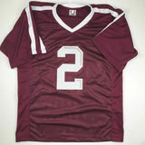 Autographed/Signed JOHNNY MANZIEL Texas A&M Maroon Football Jersey JSA COA Auto