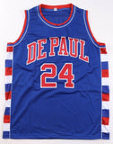 Mark Aguirre Signed Depaul Blue Demons Jersey (Beckett) 2xNBA Champion / Pistons