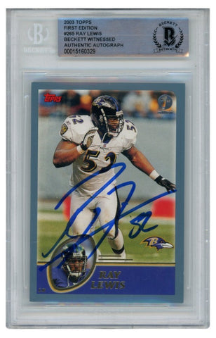 Ray Lewis Autographed/Signed 2003 Topps #265 Trading Card Slab Beckett 52665