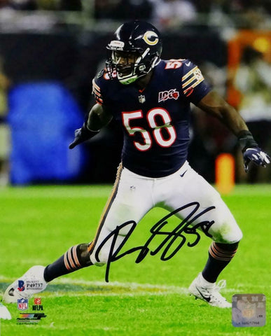 Roquan Smith Signed Bears 8x10 Blue 100 Anniversary Jersey PF Photo-Beckett Auth