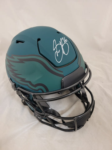 SAQUON BARKLEY SIGNED PHILADELPHIA EAGLES F/S RAVE SPEEDFLEX HELMET BECKETT