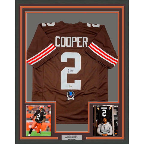Framed Autographed/Signed Amari Cooper 33x42 Cleveland Brown Jersey BAS COA