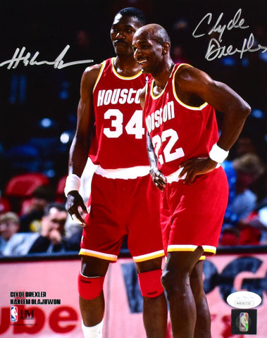 Clyde Drexler Hakeem Olajuwon Houston Rockets Autographed 8x10 Photo - JSA W