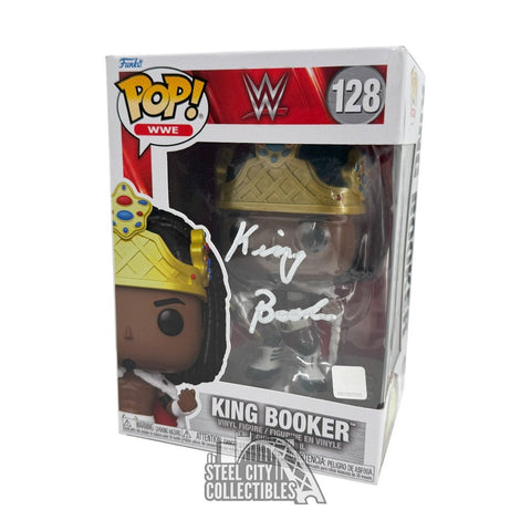 King Booker Autographed WWE Funko Pop - Fanatics (White Ink)