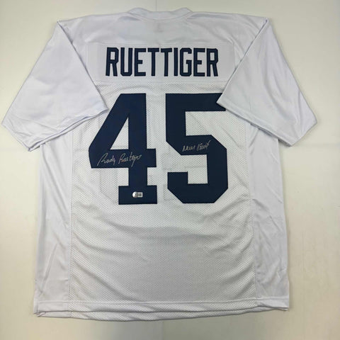 Autographed/Signed Rudy Ruettiger Notre Dame White College Jersey JSA COA