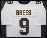 NEW ORLEANS SAINTS DREW BREES AUTOGRAPHED FRAMED WHITE JERSEY BECKETT BAS 200416