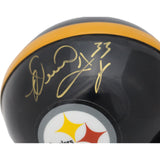 Merrill Hoge Signed Pittsburgh Steelers VSR4 Replica Mini Helmet BAS 44731