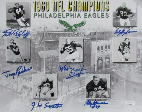 Philadelphia Eagles Multi-Autographed 1960 NFL Champions 11x14 Photo JSA 177499