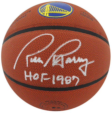 Rick Barry Signed Wilson Warriors Logo NBA Basketball w/HOF 1987 -(SCHWARTZ COA)