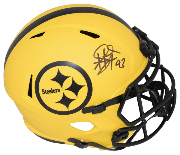 TROY POLAMALU SIGNED PITTSBURGH STEELERS RAVE FULL SIZE SPEED HELMET BECKETT