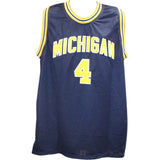 Chris Webber Autographed/Signed College Style XL Blue Jersey Beckett WIT 58258