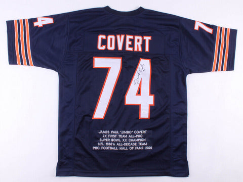 Jim Covert Signed Chicago Bears Career Highlight Stat Jersey (Beckett) HOF 2002