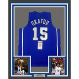 FRAMED Autographed/Signed JAHLIL OKAFOR 35x39 Duke Blue Jersey JSA COA