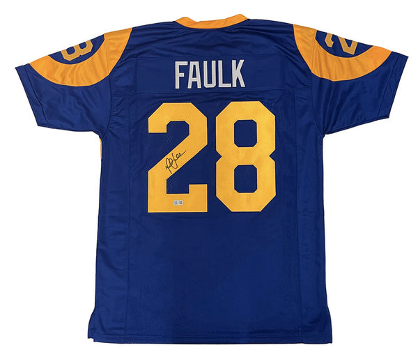 Marshall Faulk of the Los Angeles Rams Autographed Custom #28 Jersey Beckett