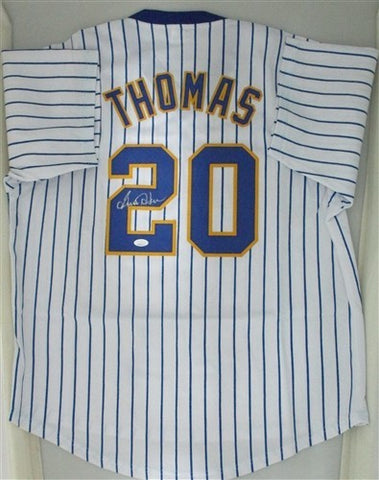 GORMAN THOMAS Signed Replica Pinstripe Brewers Jersey AUTO - JSA