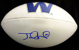 JAKE LOCKER AUTOGRAPHED WHITE LOGO FOOTBALL WASHINGTON HUSKIES PSA/DNA 53221