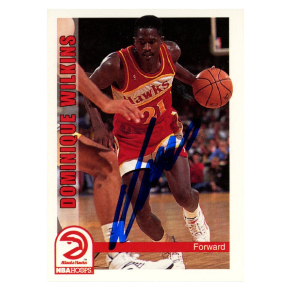 Dominique Wilkins Autographed 1992 NBA Hoops #8 Trading Card Beckett 54235