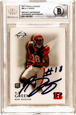 AJ Green Autographed 2011 Topps Legends #82 Rookie Card Beckett Slab 40753