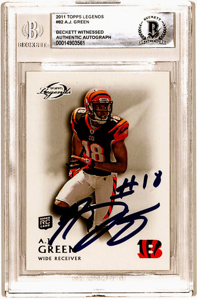AJ Green Autographed 2011 Topps Legends #82 Rookie Card Beckett Slab 40753