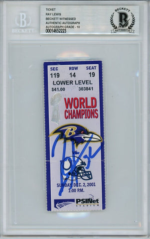 Ray Lewis Signed Baltimore Ravens Ticket 12/2/01 vs Colts BAS Slab 39476