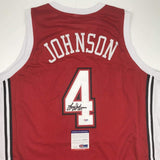 Autographed/Signed LARRY JOHNSON UNLV Red College Basketball Jersey PSA/DNA COA