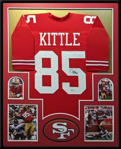 FRAMED SAN FRANCISCO 49ERS GEORGE KITTLE AUTOGRAPHED SIGNED JERSEY BECKETT COA