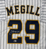 TREVOR MEGILL Signed Custom Replica Pinstripe Brewers Jersey AUTO - BAS