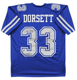 Tony Dorsett "HOF 94" Authentic Signed Blue Throwback Pro Style Jersey BAS Wit