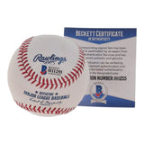 Ozzie Smith Signed OML Baseball (Beckett COA) St Louis Cardinals 15xAll Star S.S