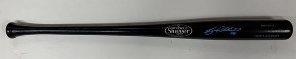 Brewers YOVANI GALLARDO Signed Louisville Slugger Black Bat AUTO - BAS