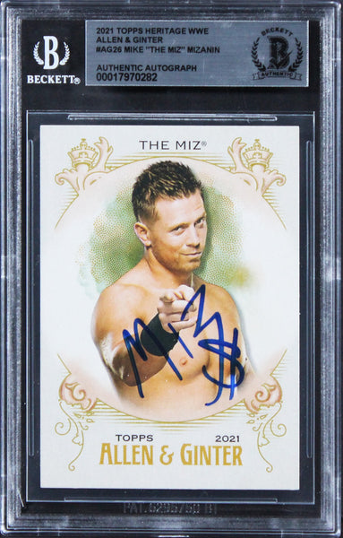 Mike "The Miz" Mizanin Signed 2021 Topps Heritage WWE A&G Card BAS Slabbed