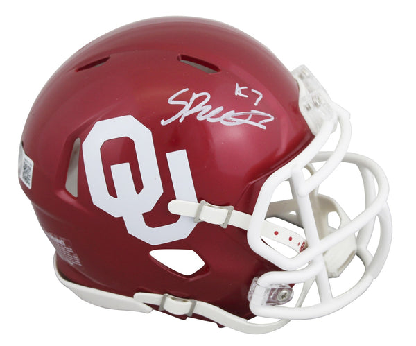 Oklahoma Spencer Rattler Authentic Signed Speed Mini Helmet BAS #WK83789