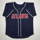 Autographed/Signed Tom Glavine Atlanta Navy Blue Jersey Beckett BAS COA