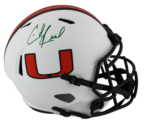 Miami Ed Reed Authentic Signed Lunar Full Size Speed Rep Helmet BAS Witnessed