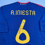 Autographed/Signed Andres Iniesta Spain Blue World Cup Jersey Beckett BAS COA