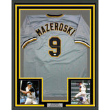 Framed Autographed/Signed Bill Mazeroski 35x39 Pittsburgh Grey Jersey JSA COA