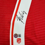 Autographed/Signed Joao Felix Atletico Madrid Red Soccer Jersey Beckett BAS COA