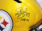 TROY POLAMALU AUTOGRAPHED STEELERS FLASH FULL SIZE SPEED HELMET HOF 20 BECKETT