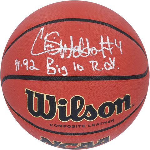 Chris Webber Wolverines Signed Indoor/OutdoorBasketball w/91-92 Big Ten ROY Insc