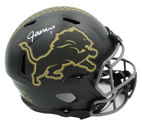 Jameson Williams Signed Detroit Lions Speed Full Size Salute to Service 4 Helmet