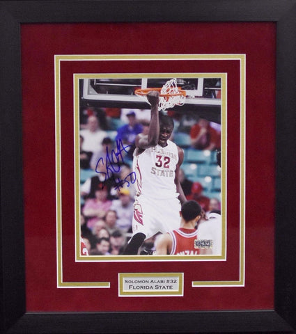 SOLOMON ALABI SIGNED FLORIDA STATE SEMINOLES FRAMED 8x10 PHOTO COA
