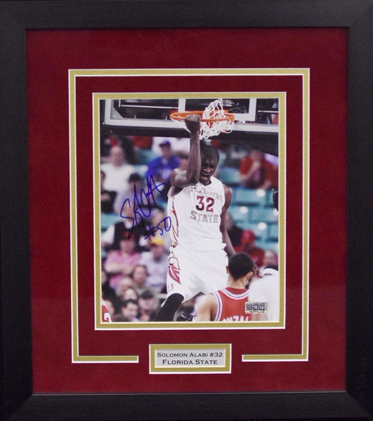 SOLOMON ALABI SIGNED FLORIDA STATE SEMINOLES FRAMED 8x10 PHOTO COA