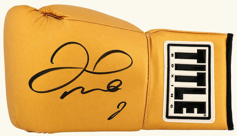 Floyd Mayweather Jr. Signed Title Gold Boxing Glove - (SCHWARTZ SPORTS COA)